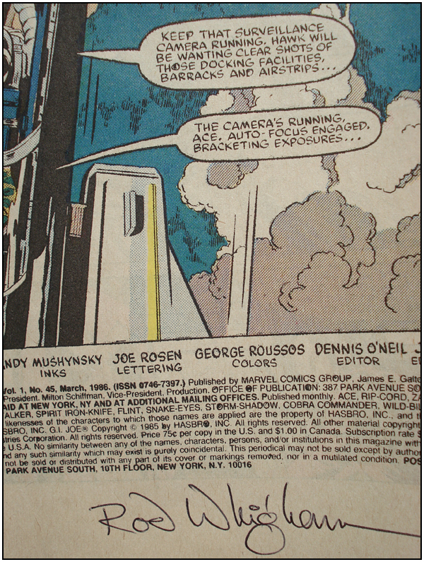 G.I. JOE #45 signed by Rod Whigham